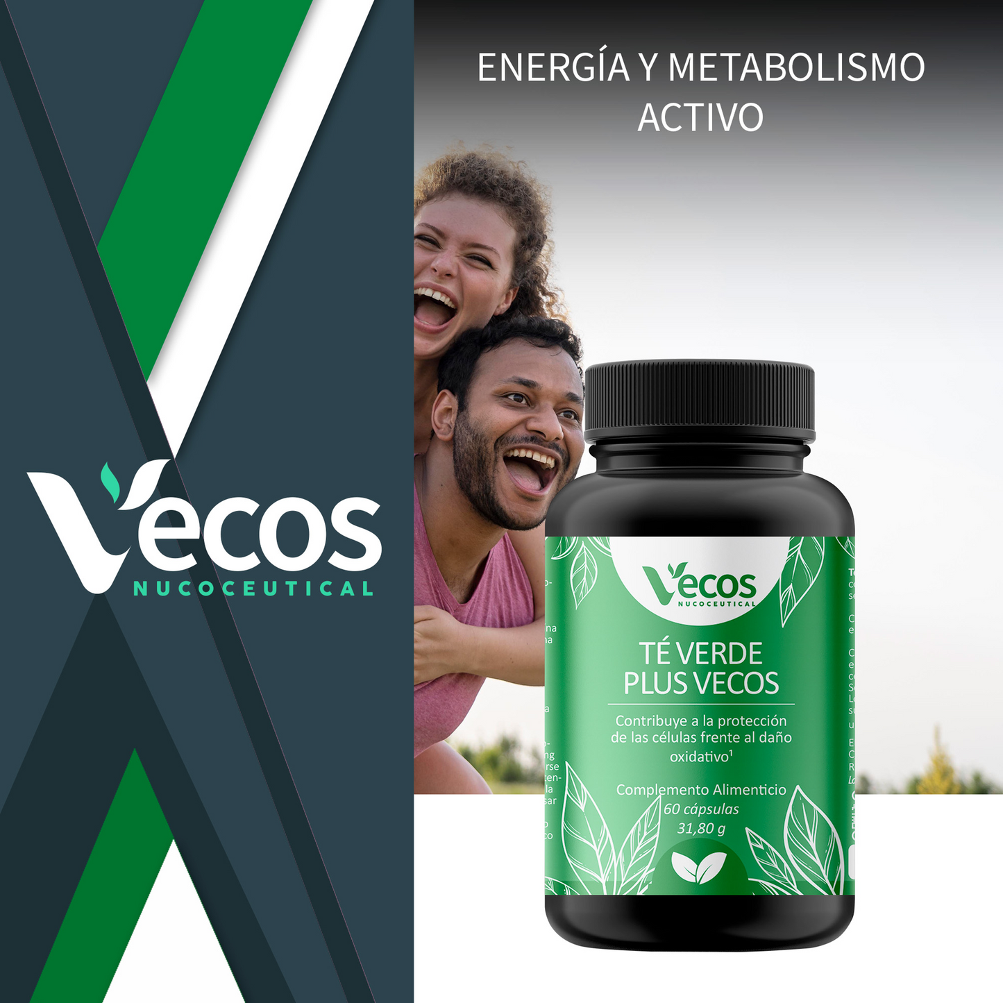 Té Verde Plus Vecos 60 Cápsulas | Control De Peso Y Metabolismo | Con Egcg Y Vitamina C_1