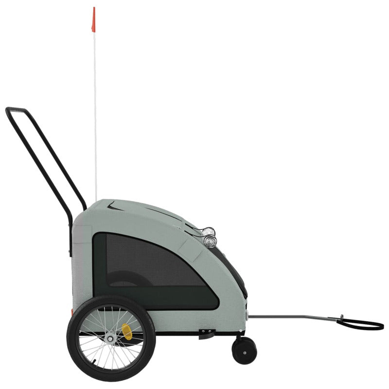 Vidaxl Remolque De Bicicleta Mascotas Hierro Tela Oxford Gris_5