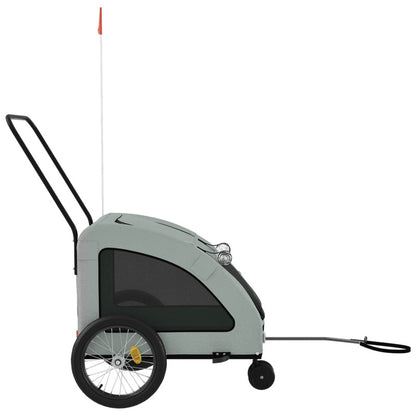 Vidaxl Remolque De Bicicleta Mascotas Hierro Tela Oxford Gris_5