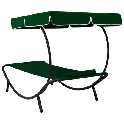 Tumbona De Jardín Con Toldo Y Cojín Verde_3