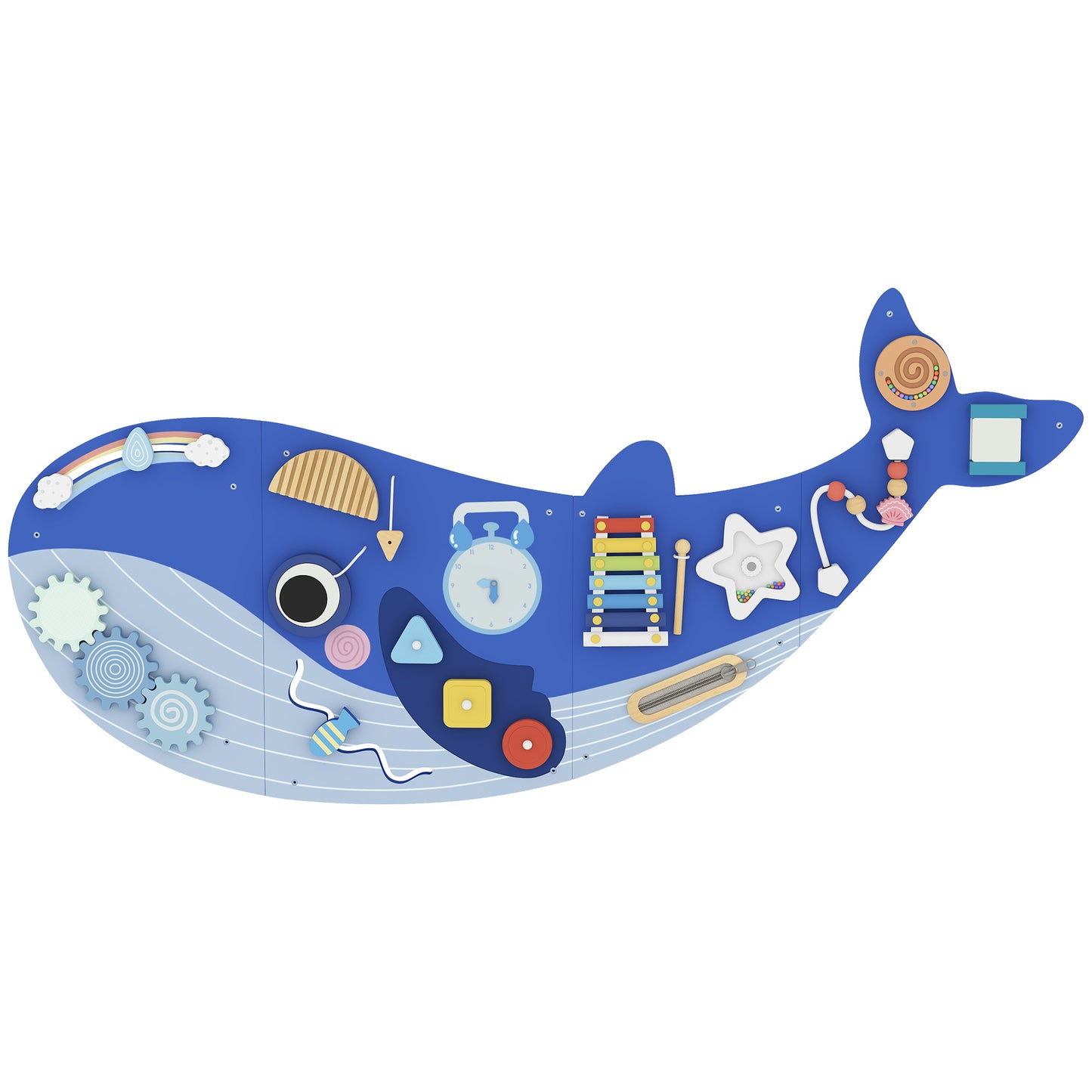Aiyaplay Tablero Sensorial Montessori Tema Ballena Busy Board +2 Años Azul_0