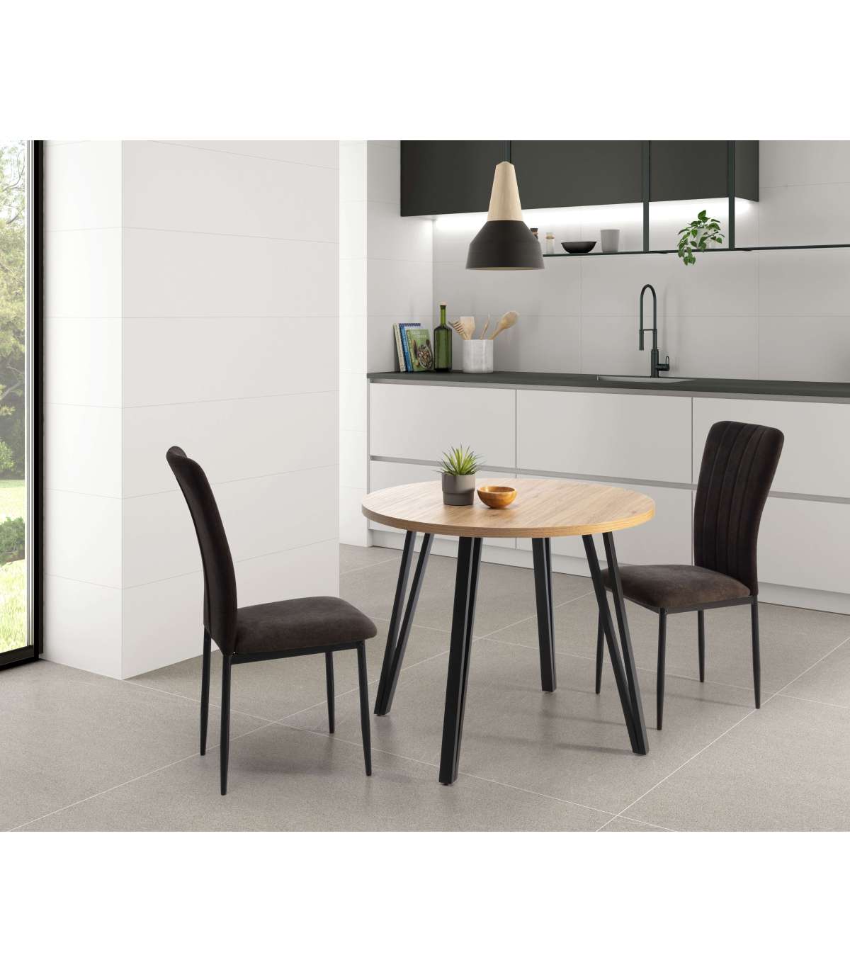 Pack De 4 Sillas Modelo Hobby Acabado Negro, 96cm (alto) 58cm (ancho) 42.5cm (largo)_0