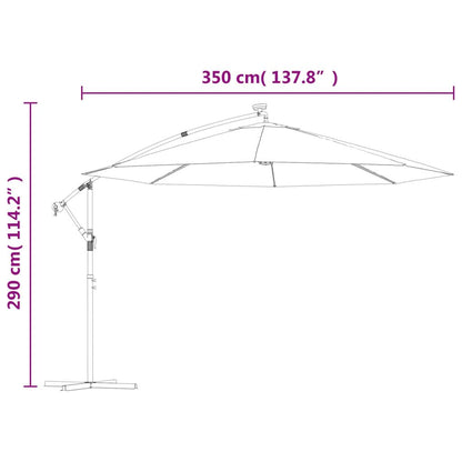 Vidaxl Sombrilla De Jardín Voladiza Con Luces Led Azul Celeste 350 Cm_2