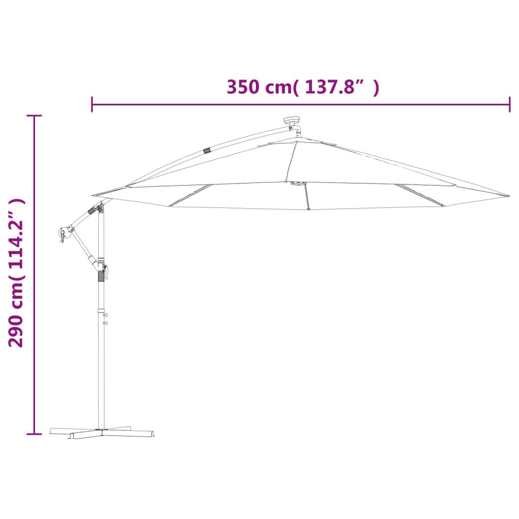 Vidaxl Sombrilla De Jardín Voladiza Con Luces Led Terracota 350 Cm_2