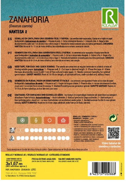 Semillas Zanahoria nantesa 25g