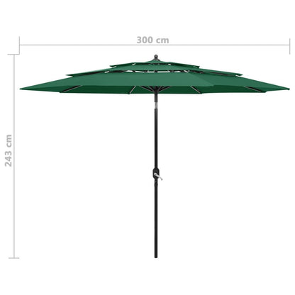 Vidaxl Sombrilla De Jardín De 3 Niveles Con Palo De Aluminio Verde 3 M_2