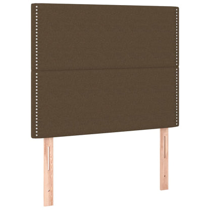Estructura De Cama Con Cabecero De Tela Marrón Oscuro 80x200 Cm / Vetonek_3