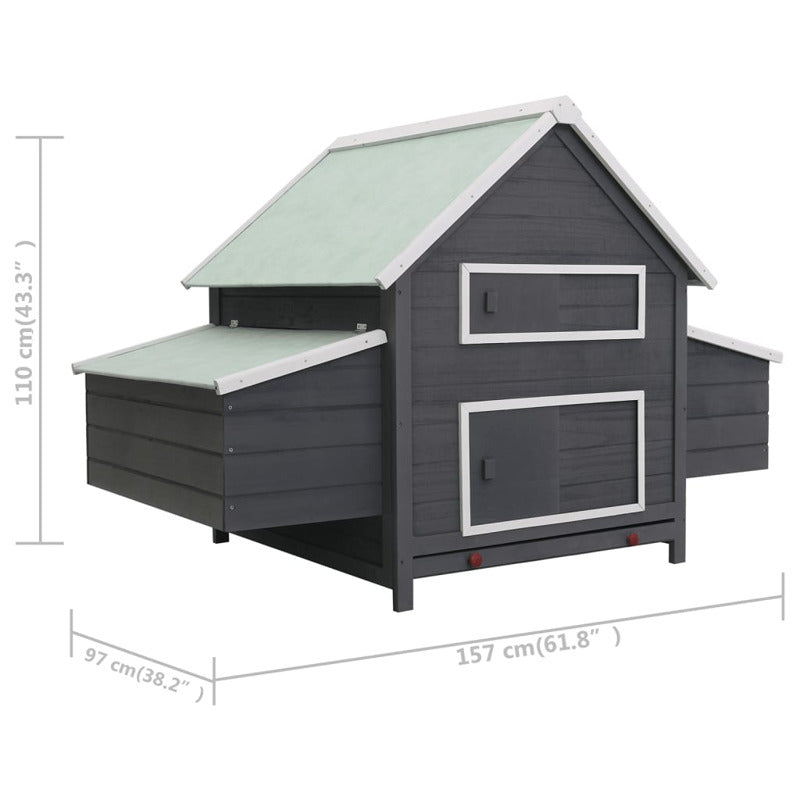 Vidaxl Gallinero De Madera Gris 157x97x110 Cm_5