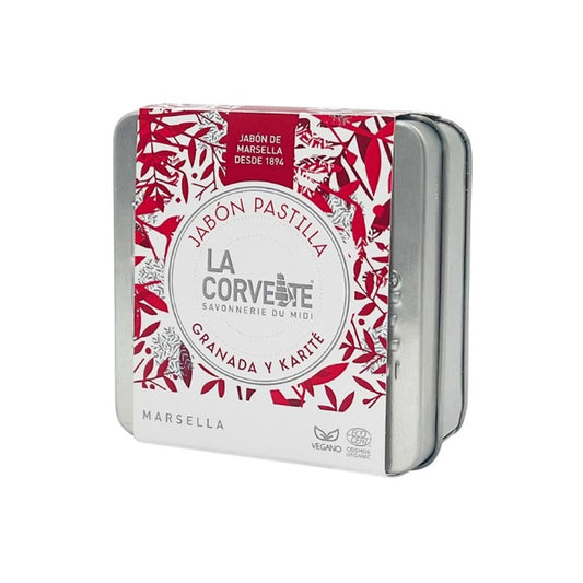 Caja regalo metálica jabón granada y karité La Corvette