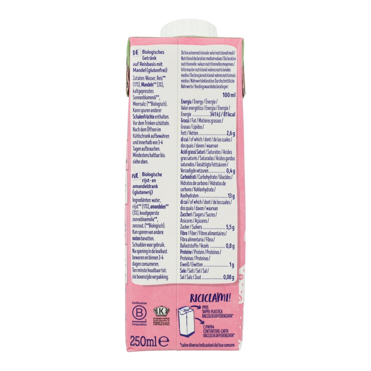 Bebida de Arroz y Almendras Bio Isola BIO 250 ml