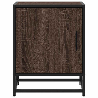Mesita De Noche Madera Ingeniería Roble Marrón 40x31x50cm Metal_3