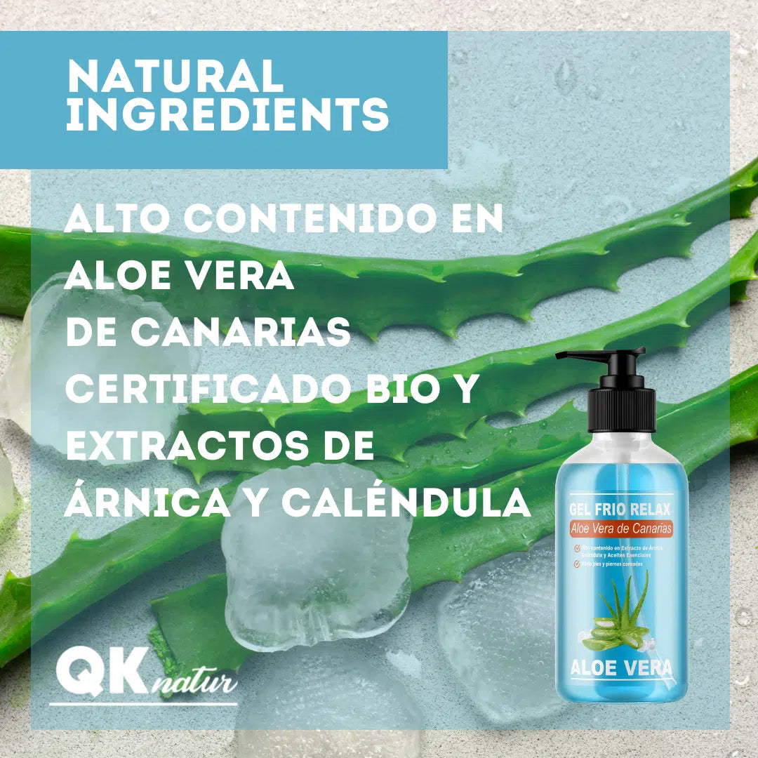Qknatur - Gel Frio Aloe Vera De Canarias Bio 250ML - Con Extracto De Arnica Y Calendula. Efecto Frío, Piernas Cansadas_3