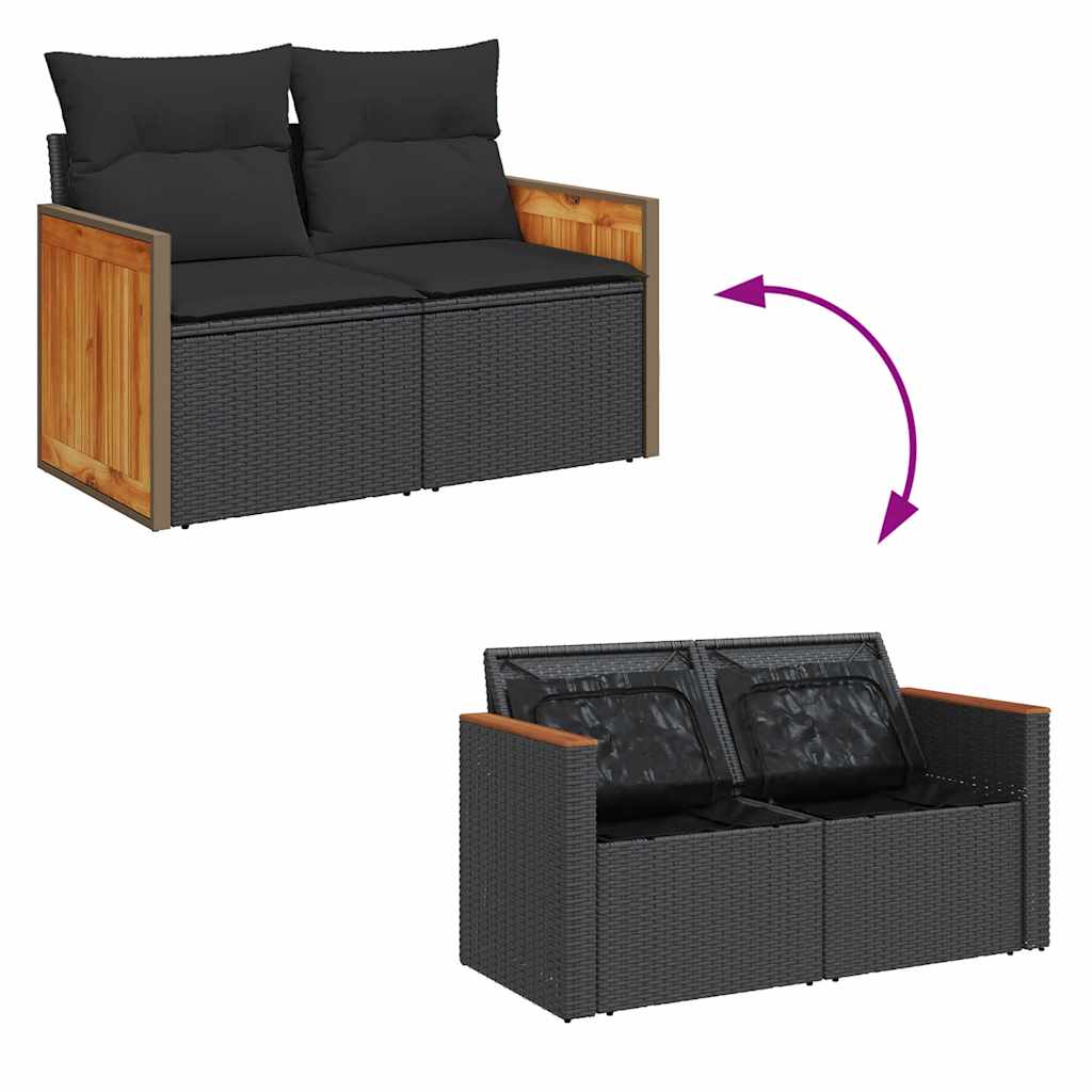 Set De Sofás De Jardín 6 Piezas Y Cojines Ratán Sintético Negro / Vetonek_2