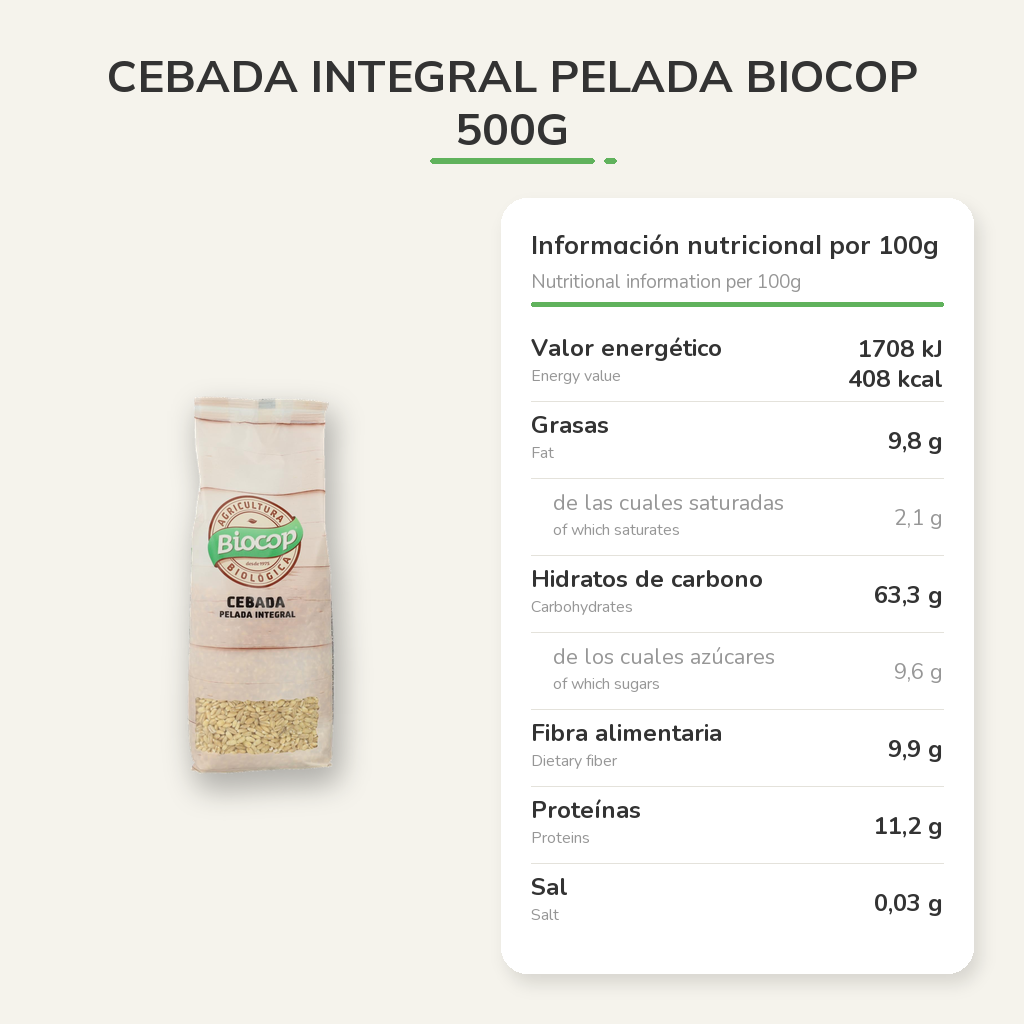 Información nutricional