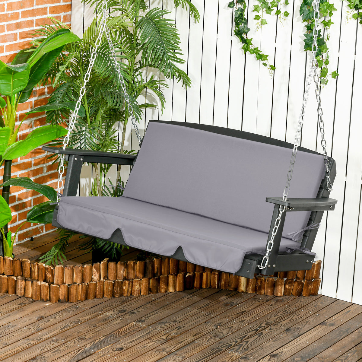 Cojín Para Columpio Cojín Para Balancín Outsunny 130x45x5 Cm Gris_1