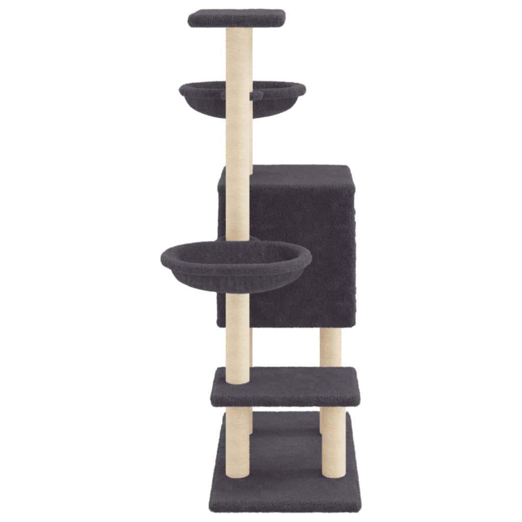 Rascador Para Gatos Con Postes De Sisal Gris Oscuro 117 Cm_4
