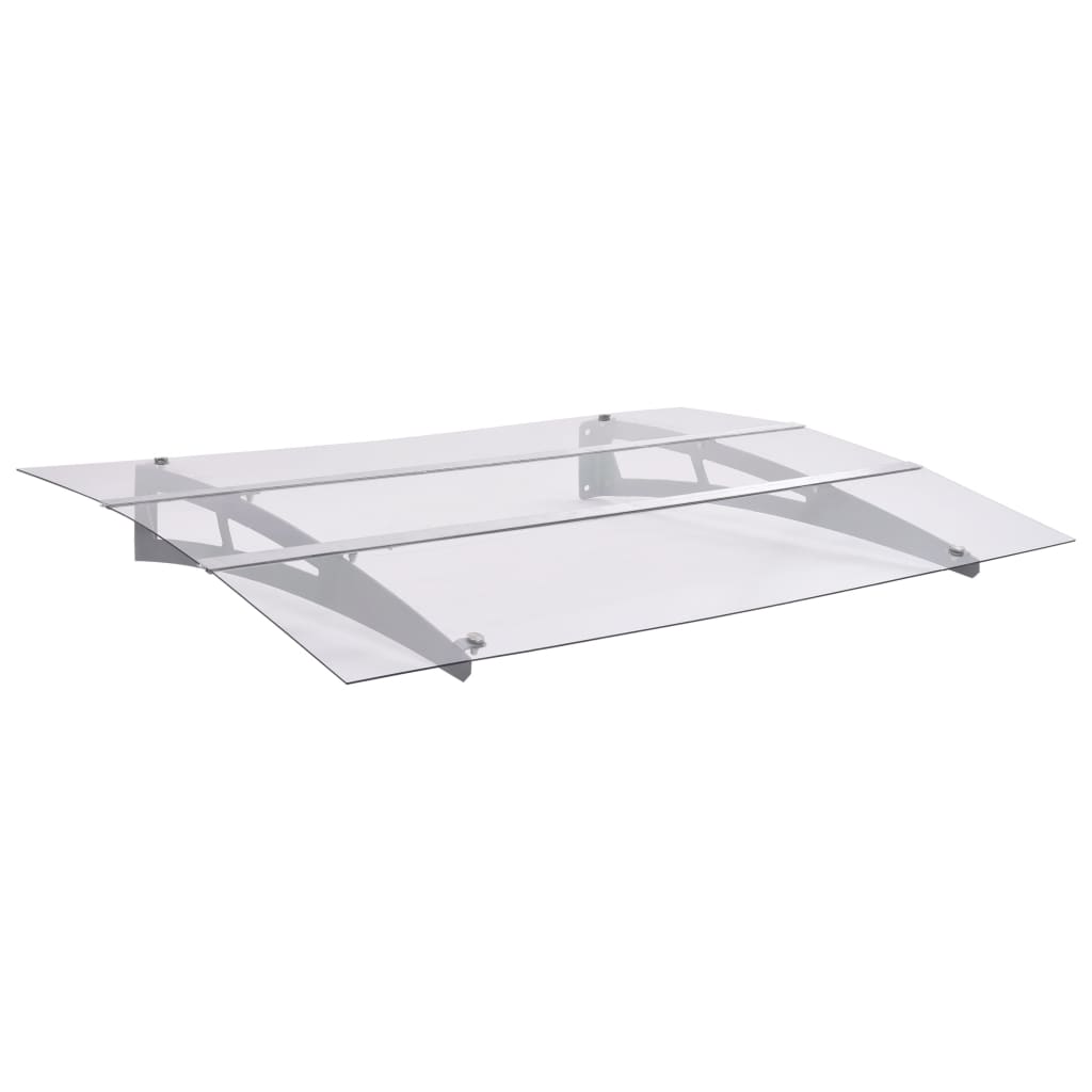 Marquesina Puerta Policarbonato Plata Y Transparente 120x90 Cm_1