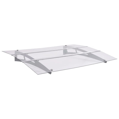 Marquesina Puerta Policarbonato Plata Y Transparente 120x90 Cm_1