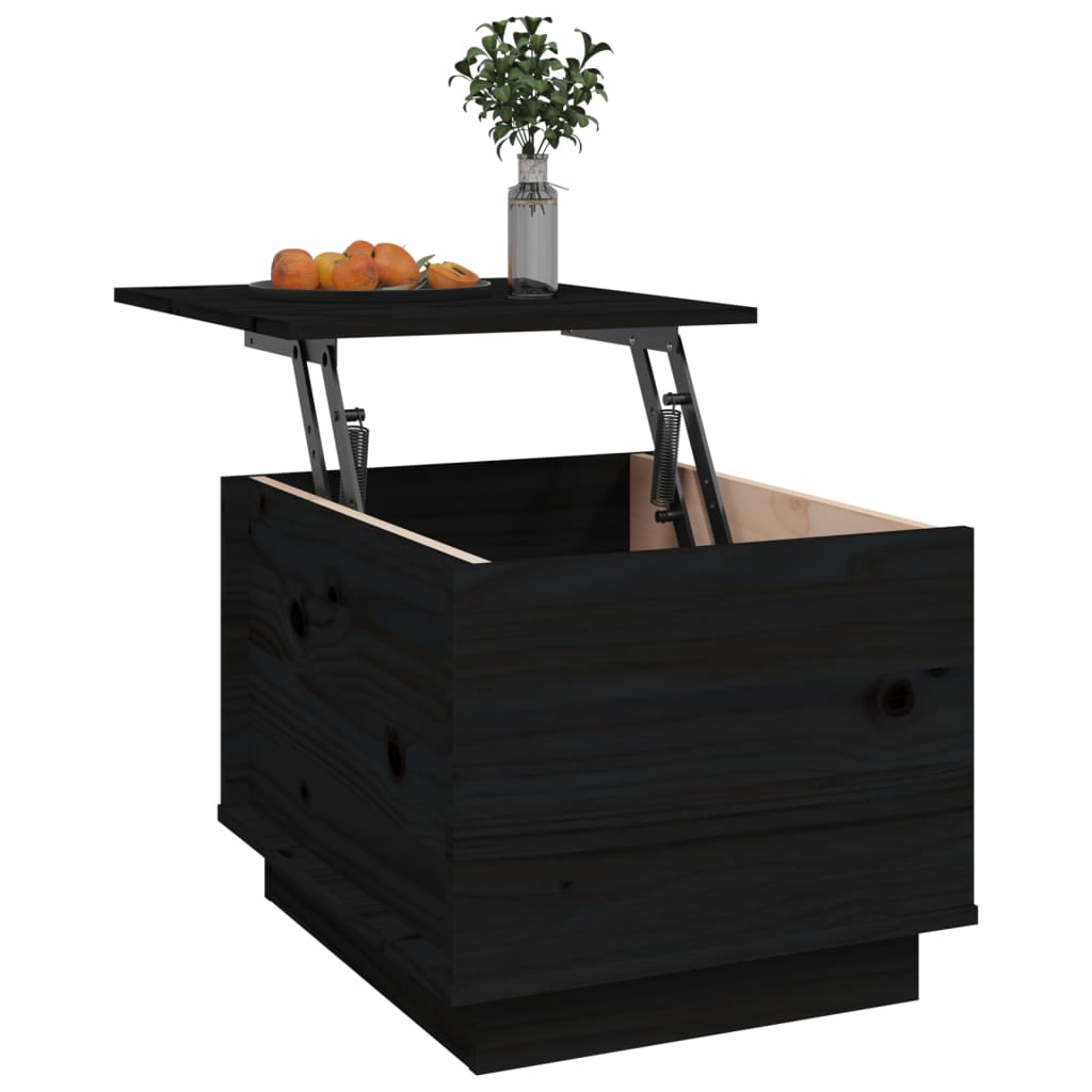 Mesa De Centro De Madera Maciza De Pino Negro 40x50x35 Cm_3