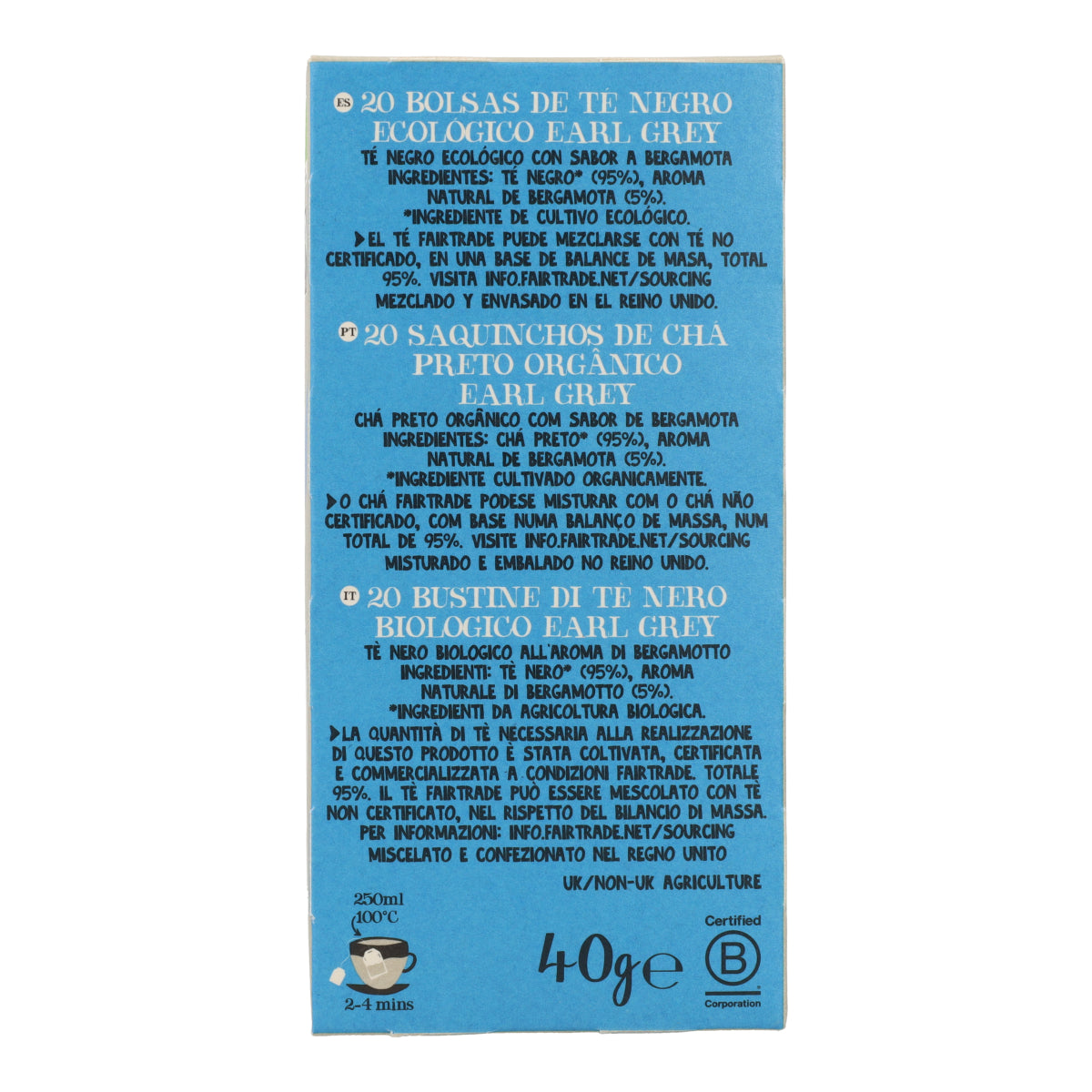 Té Negro Earl Grey Bio Cupper 20 bolsitas
