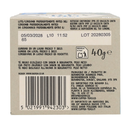 Té Negro Earl Grey Bio Cupper 20 bolsitas