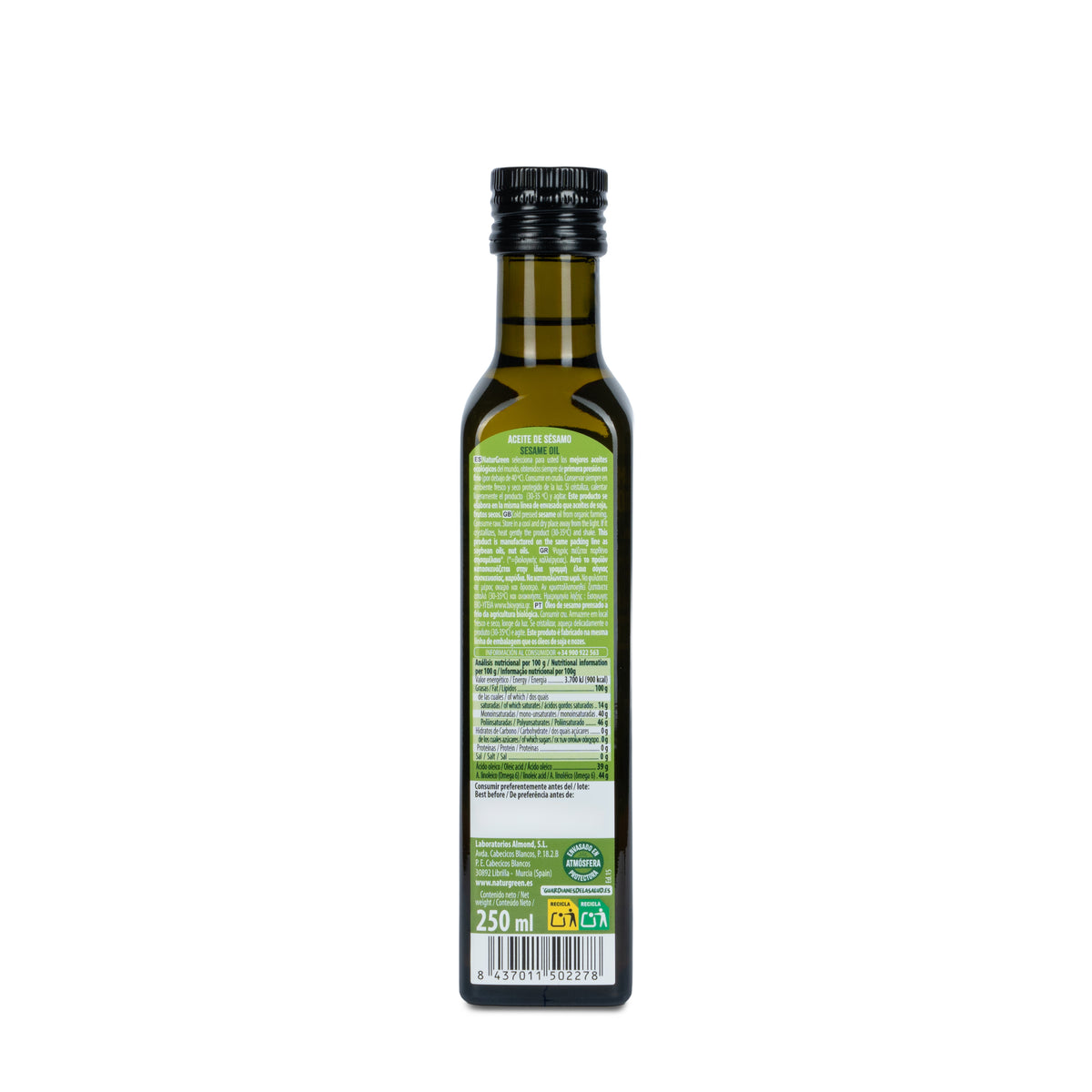 Aceite de Sésamo BIO  NaturGreen. 250 ml