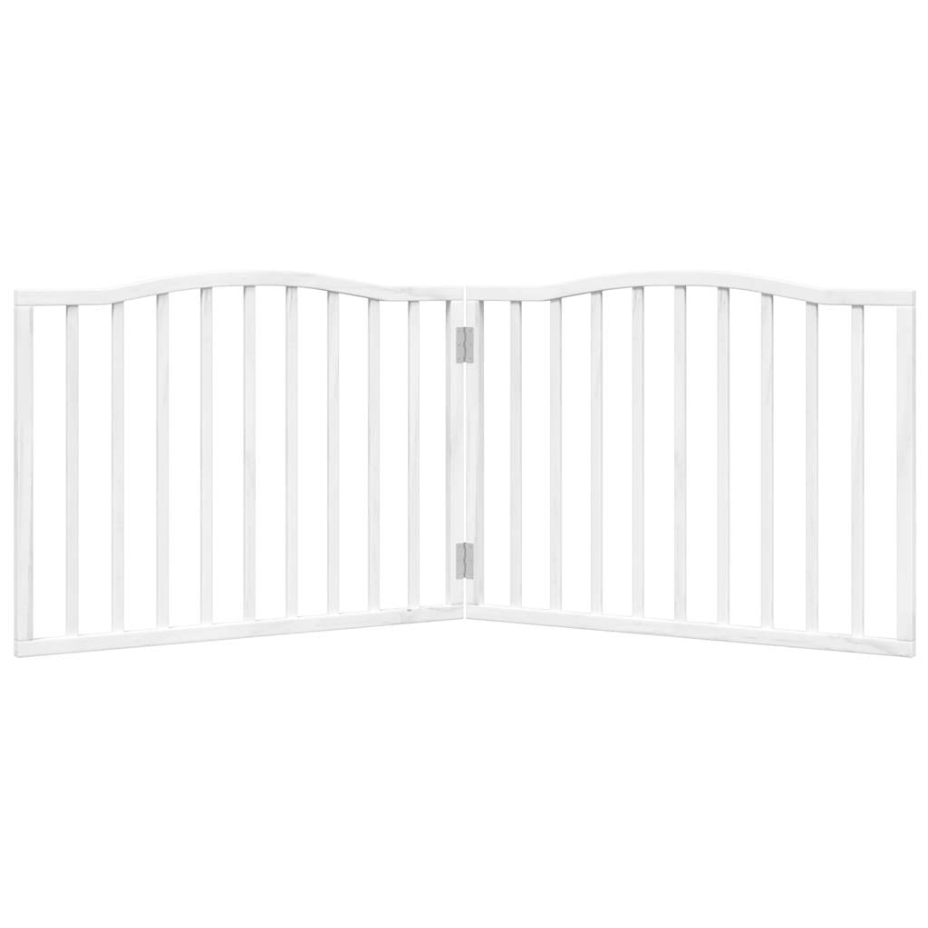Vidaxl Puerta Para Perros Plegable 2 Paneles Madera Álamo Blanca 160cm_3