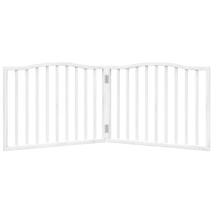Vidaxl Puerta Para Perros Plegable 2 Paneles Madera Álamo Blanca 160cm_3