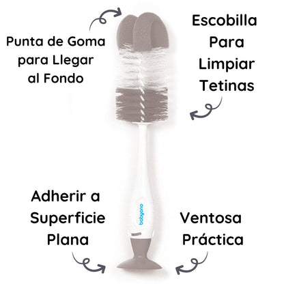 Babyono Cepillo Limpia Biberones Botellas Y Tetinas Con Ventosa | Limpieza A Fondo Sin Complicaciones_2