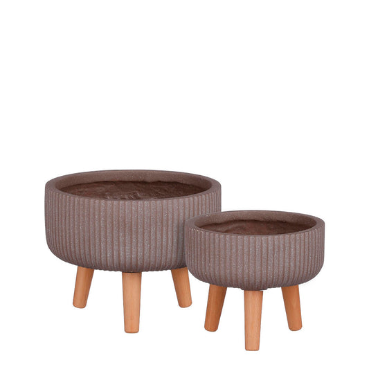 Macetero Fibra 3 Patas Marrón 21x24cm_0
