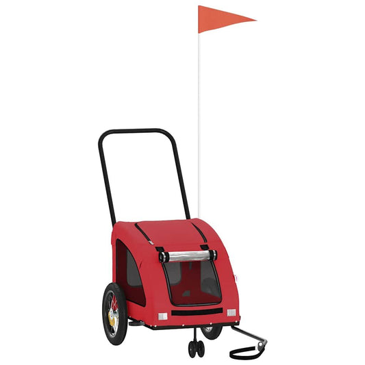 Vidaxl Remolque De Bicicleta Mascotas Hierro Tela Oxford Rojo_0