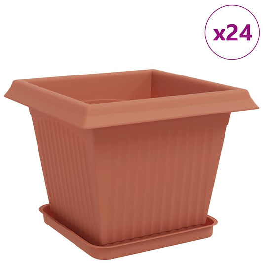 Macetas 24 Uds. Rojo Ladrillo Plástico_0