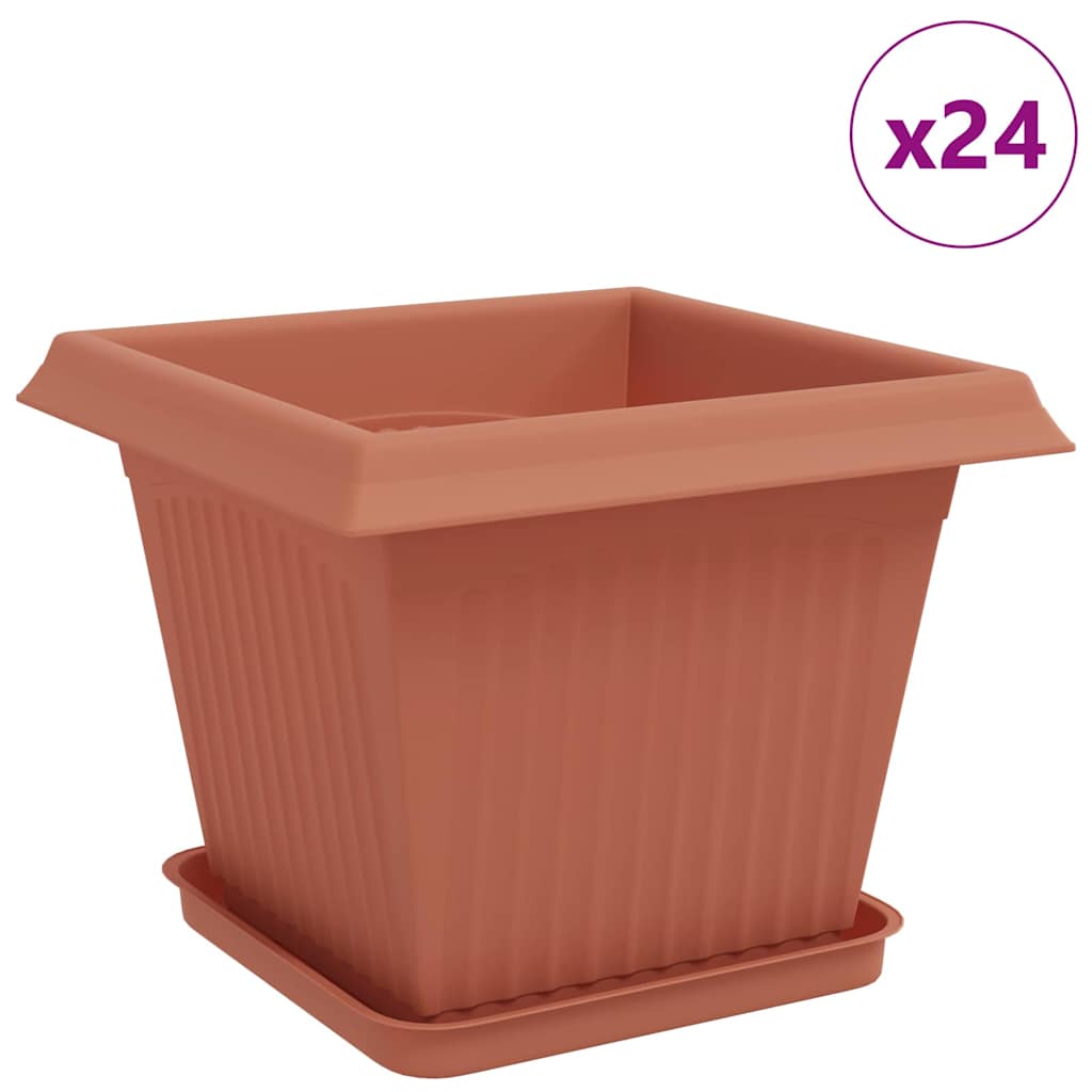 Macetas 24 Pcs Rojo Ladrillo 33 X 33 X 26 Cm Plástico_0