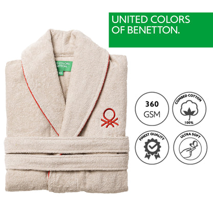 Albornoz L/xl 360gsm 100%algodon Beige Casa Benetton_1