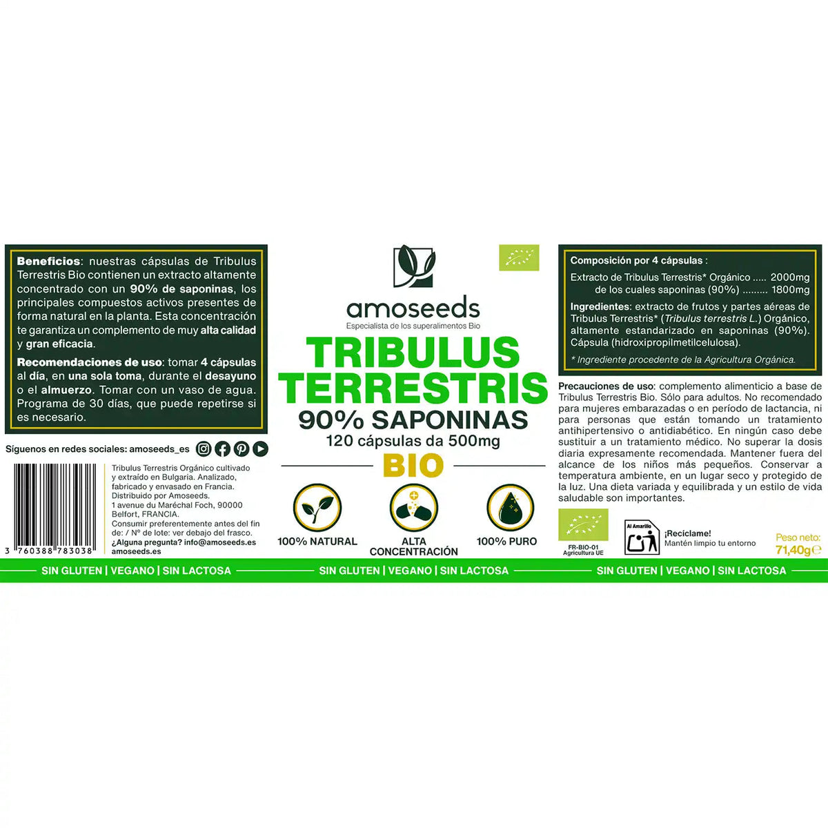 Tribulus Bio, 90% De Saponinas | 120 Cápsulas_4