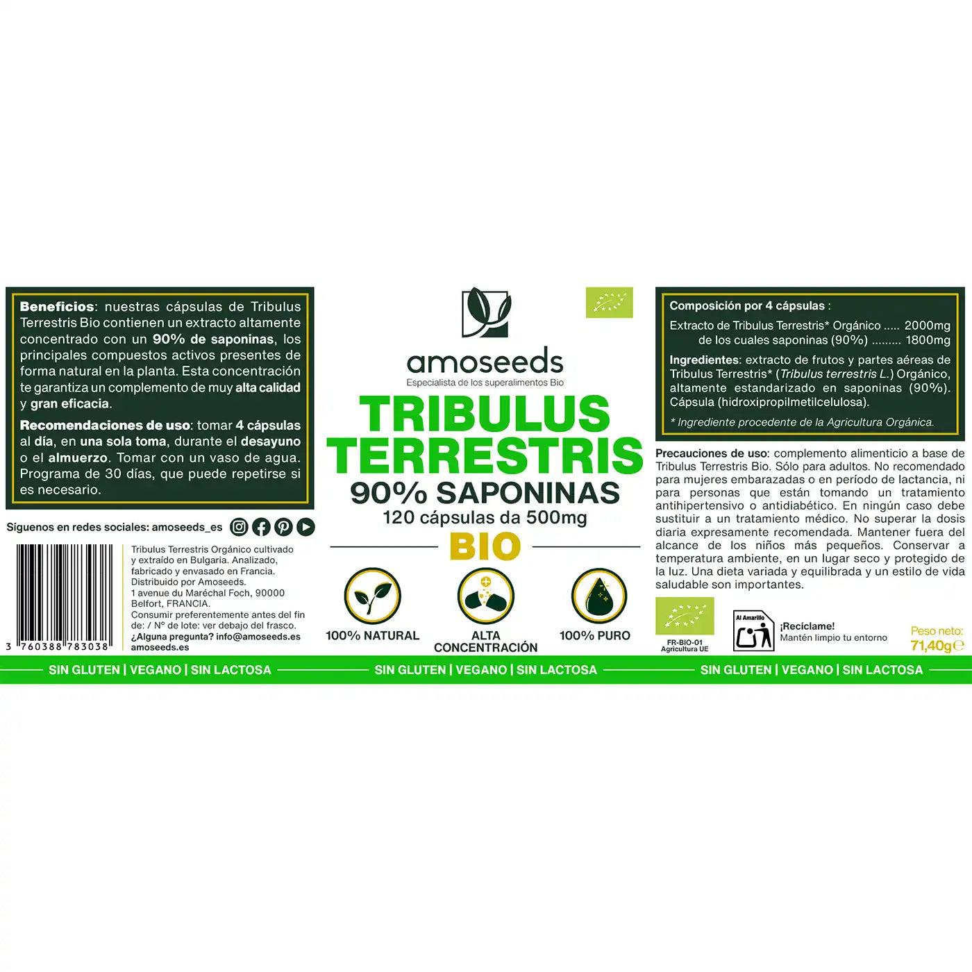 Tribulus Bio, 90% De Saponinas | 120 Cápsulas_4
