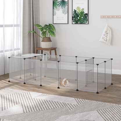 Pawhut Valla Para Mascotas Diy Con 20 Paneles De Resina 175x70x45 Cm Blanco_1
