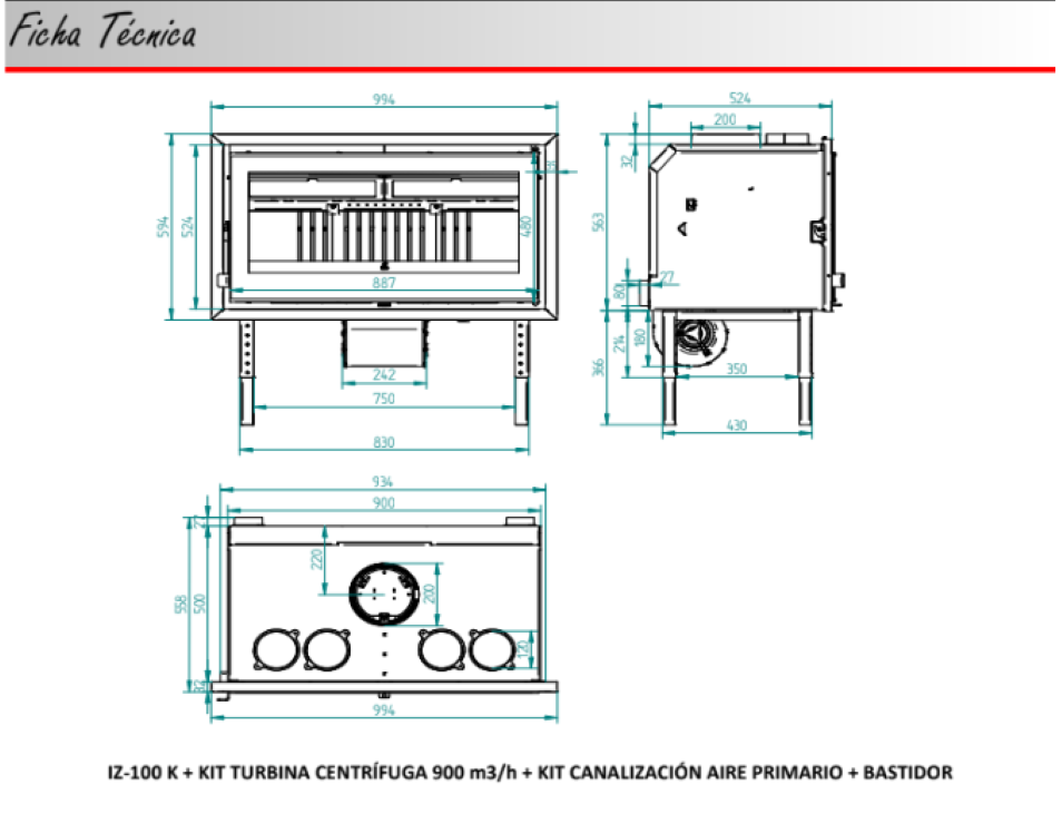 BRICOSOL Insertable de leña panorámico con campana y cristal serigrafiado FM Modelo IC -100 K (interior vermiculita)_4