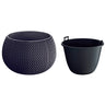 Maceta Redonda Con Deposito Splofy Bowl De Plastico En Color Antracita 29 (largo) X 29 (ancho) X 19 (altura) Cm
