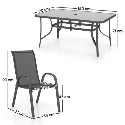 Outsunny Conjunto Muebles De Jardín De 7 Piezas Con Orificio Para Sombrilla Gris_2