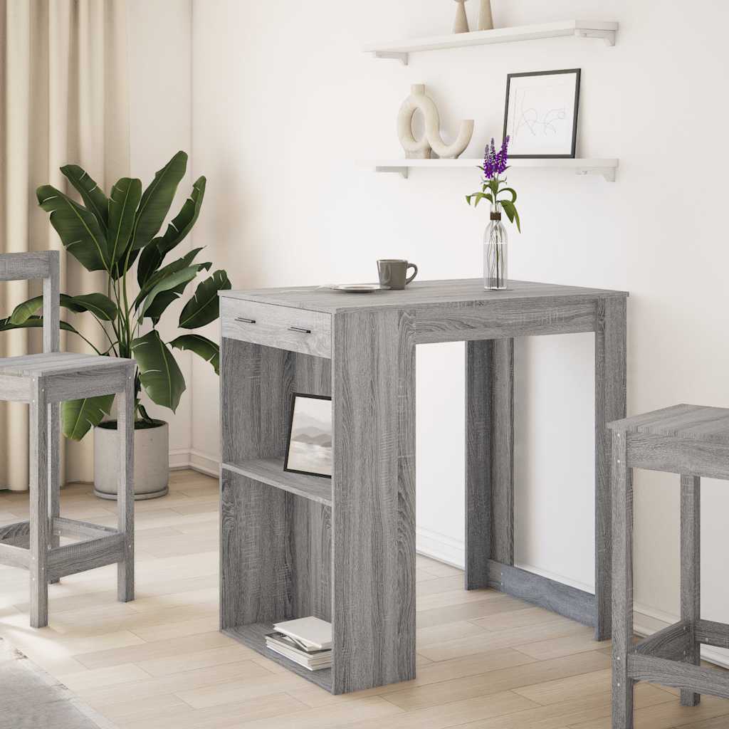 Mesa Alta De Bar Madera Ingeniería Gris Sonoma 102x70x103,5 Cm_1