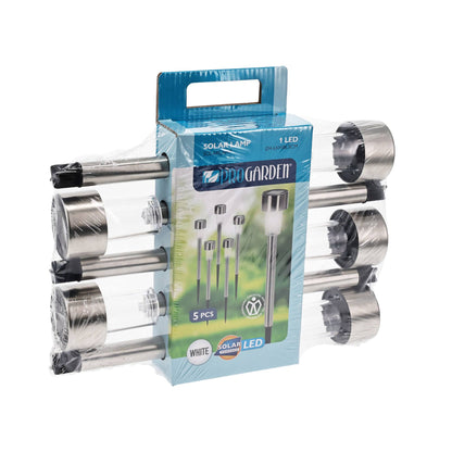 Well Home Juego De 5 Luces Solares Ø4,6cm En Acero Inoxidable_4
