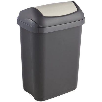 Cubo De Basura Con Tapa Basculante, 10 L, Swantje, Gris Grafito