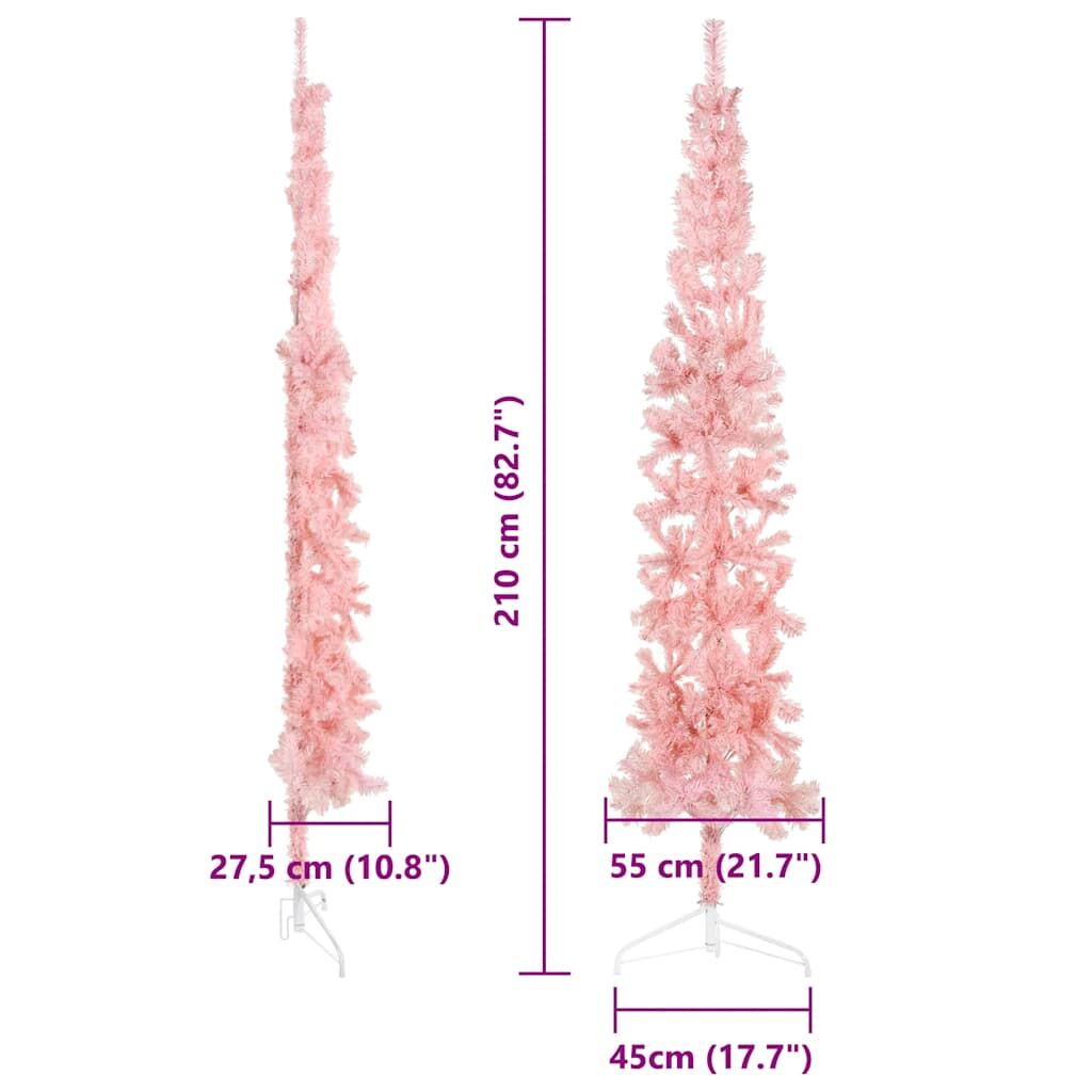 Vidaxl Medio Árbol De Navidad Artificial Con Soporte Rosa 210 Cm_2