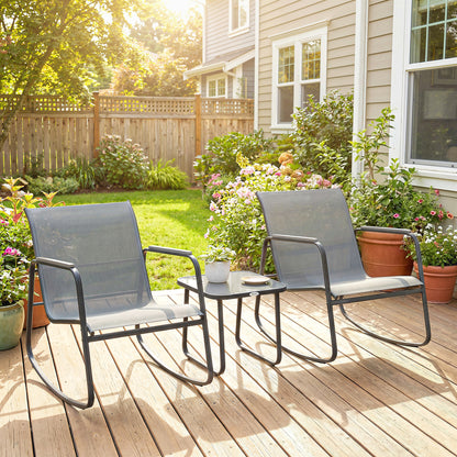 Outsunny Conjunto De Mesa Y Sillas De Terraza Exterior De 3 Piezas Gris_1