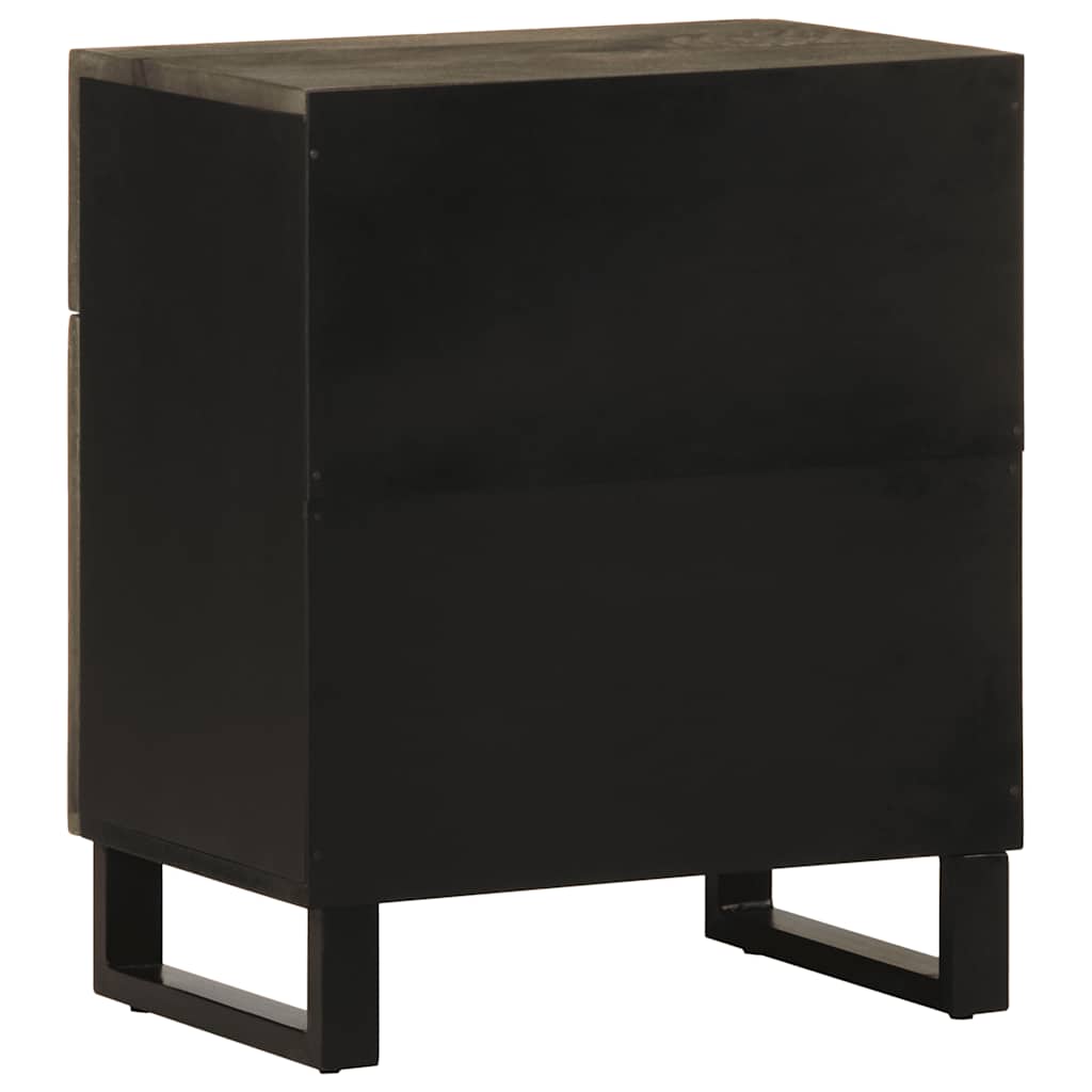 Mesita De Noche Madera Maciza De Mango Negra 50x33x60 Cm_3