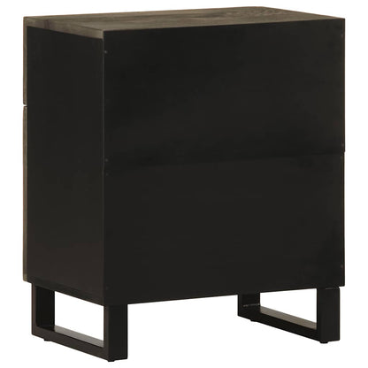 Mesita De Noche Madera Maciza De Mango Negra 50x33x60 Cm_3