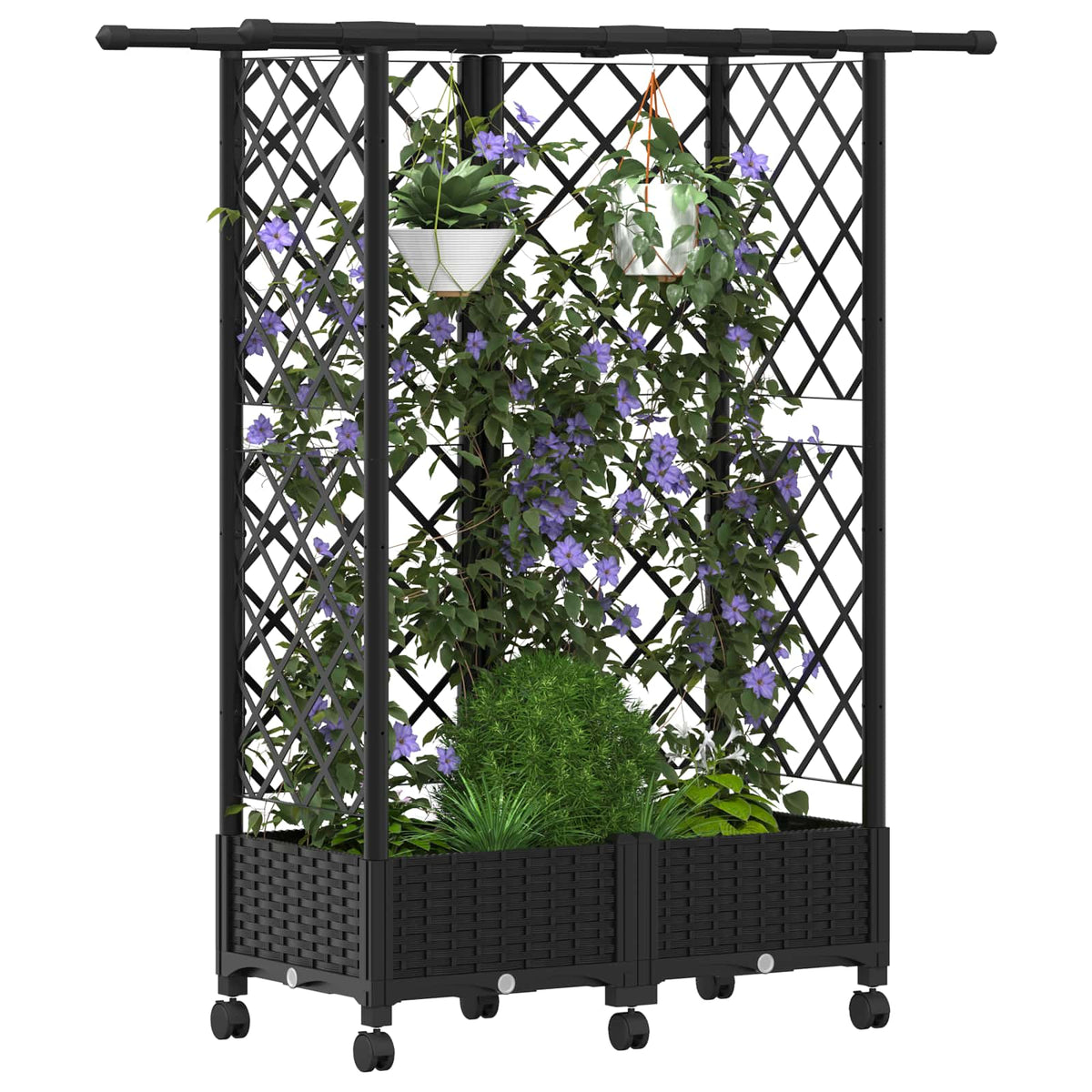 Cama Elevada Con Trellis Y Techo Negro 124 X 40 X 127 Cm Pp_2