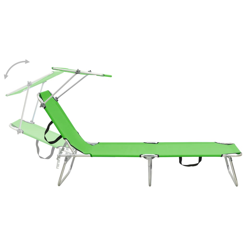 Tumbona Plegable Con Toldo Aluminio Verde_3