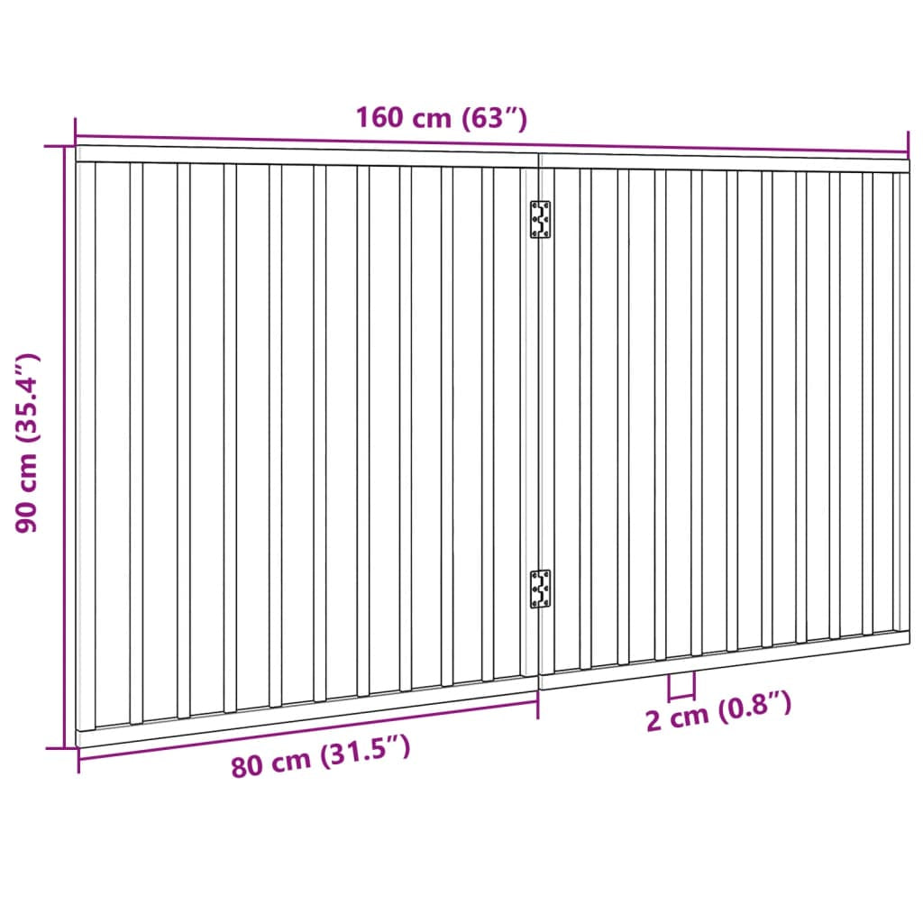Vidaxl Puerta Para Perros Plegable De 2 Paneles, Color Negro, 160 Cm, Madera De Álamo_2